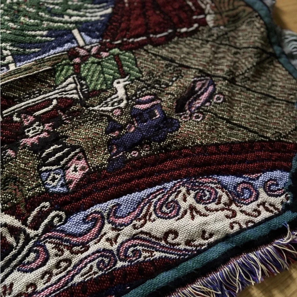 Holiday Tapestry Blanket with Christmas Tree Design